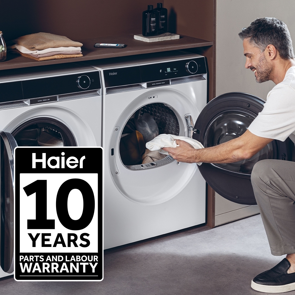 Haier HD90-A3Q397U1 Heat Pump Tumble Dryer, 9kg, White, A+++ Rated