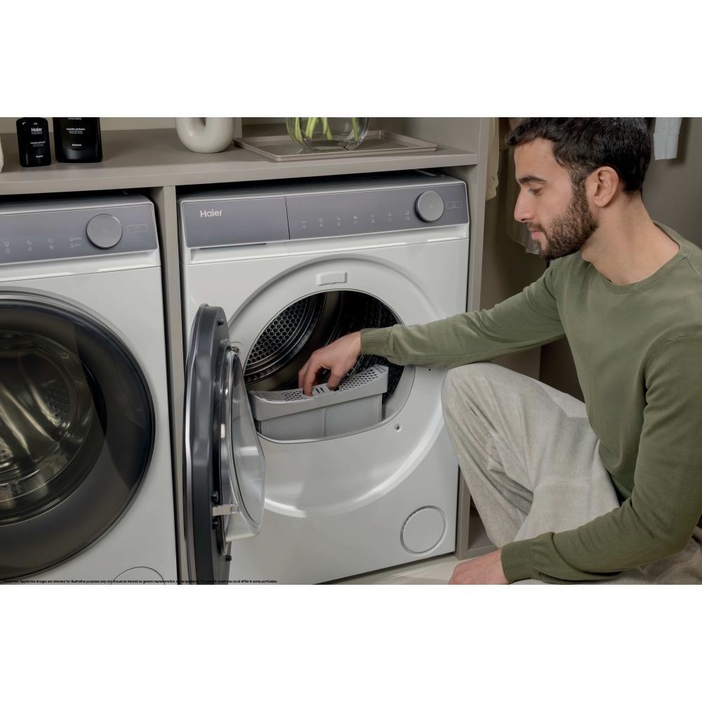 Haier HD100-C367U1-UK Heat Pump Tumble Dryer, 10kg, White, A++ Rated
