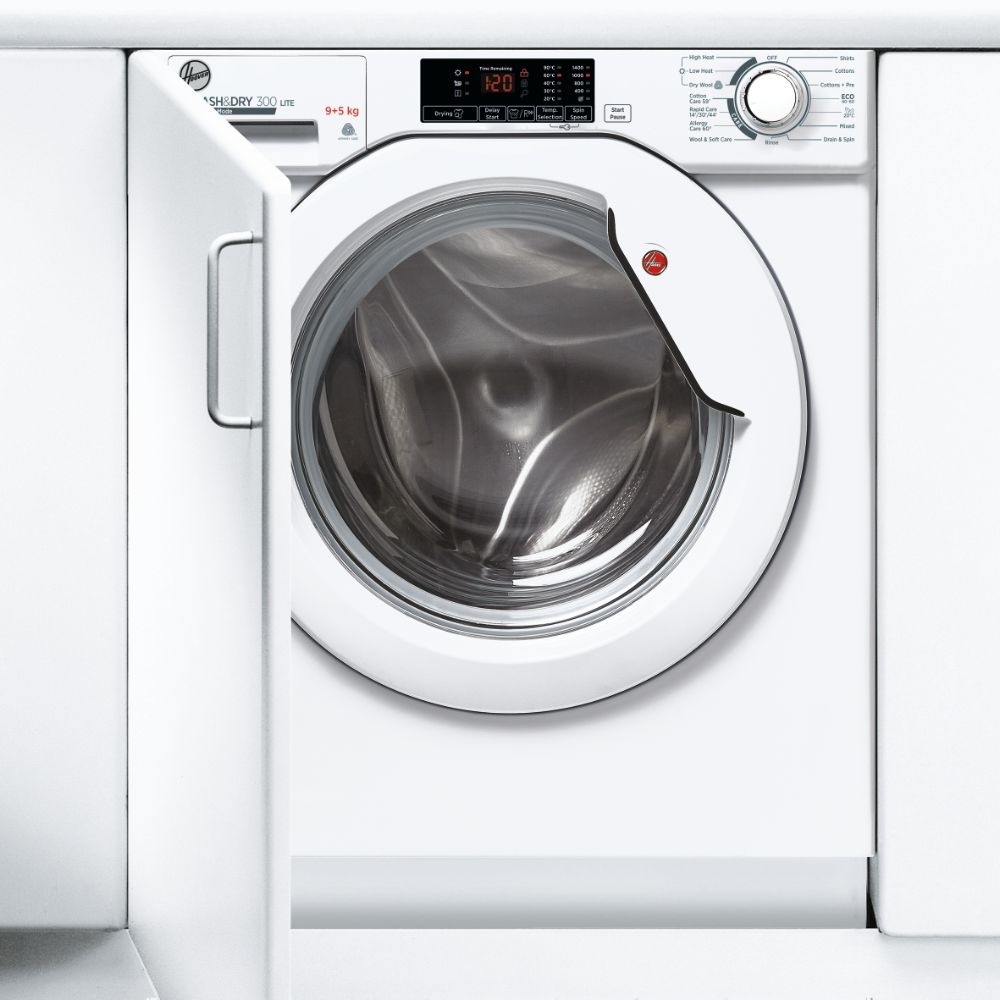 Hoover HBD 495D1E/1-80 Integrated Washer Dryer, 9kg/5kg, 1400 Spin, White, E Rated