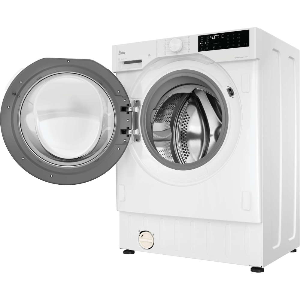 Hoover BH4S496M6D9-80 Integrated Washer Dryer, 9kg/6kg, 1400 Spin, White, D Rated