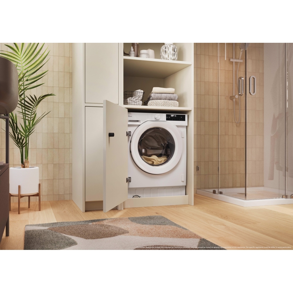 Hoover BH4S496M6D9-80 Integrated Washer Dryer, 9kg/6kg, 1400 Spin, White, D Rated
