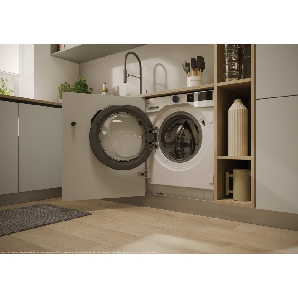 Hoover BH4S69M6DR9J-80 Integrated Washing Machine, 9kg, 1600 Spin, White, A Rated