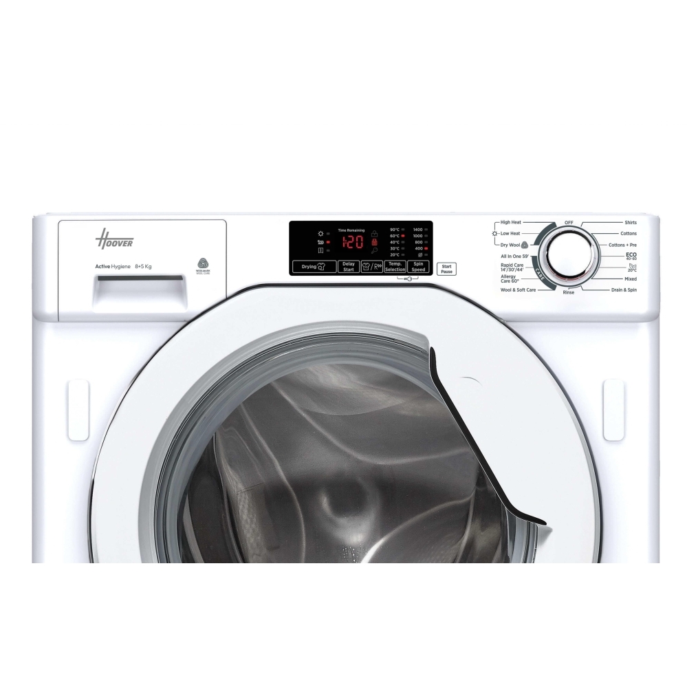 Hoover HBD 485D13-80 Integrated Washer Dryer, 8kg/5kg, 1400 Spin, White, E Rated