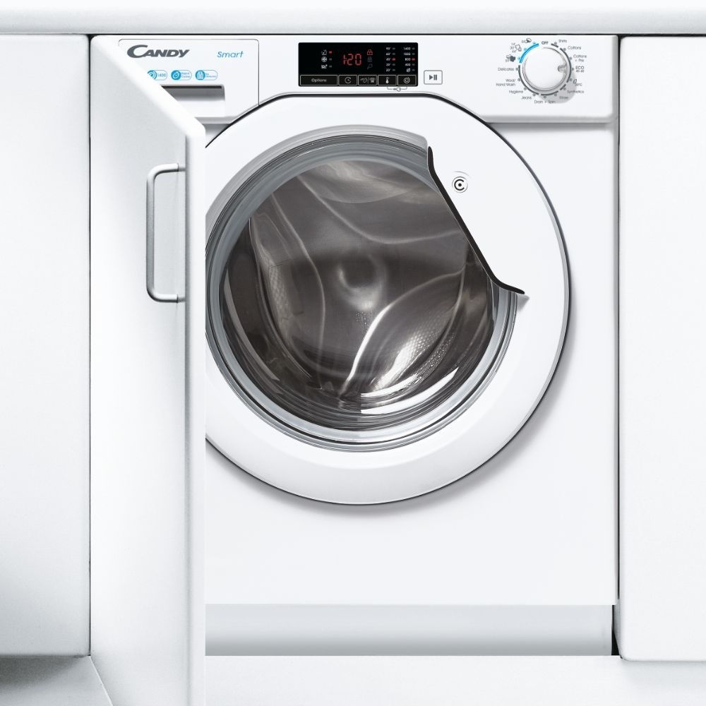 Candy CBW 48D1W4J-80 Integrated Washing Machine, 8kg, 1400 Spin, White, B Rated