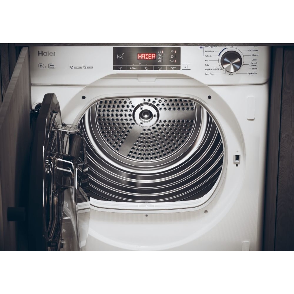 Haier HDBI H7A2TBEX-80 Series 6 Integrated Heat Pump Dryer, 7kg, White, A++ Rated