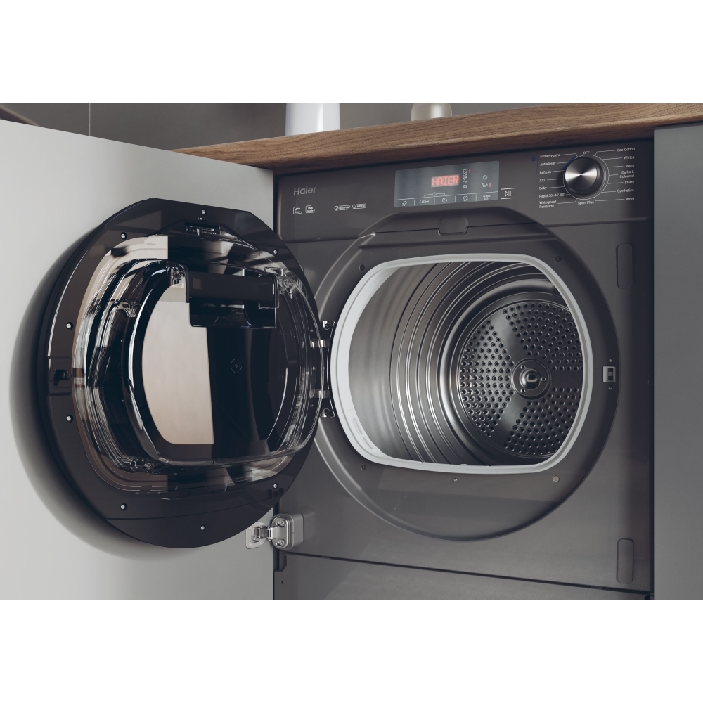 Haier HDB4 H7A2TBERX80 Series 6 Integrated Heat Pump Dryer, 7kg, Grey, A++ Rated
