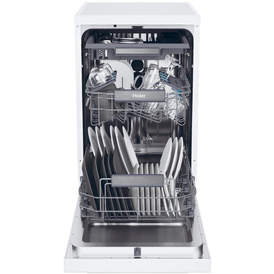 Haier XF1C3TB1FW-80 Slimline Dishwasher, 8 Place Settings, White, C Rated
