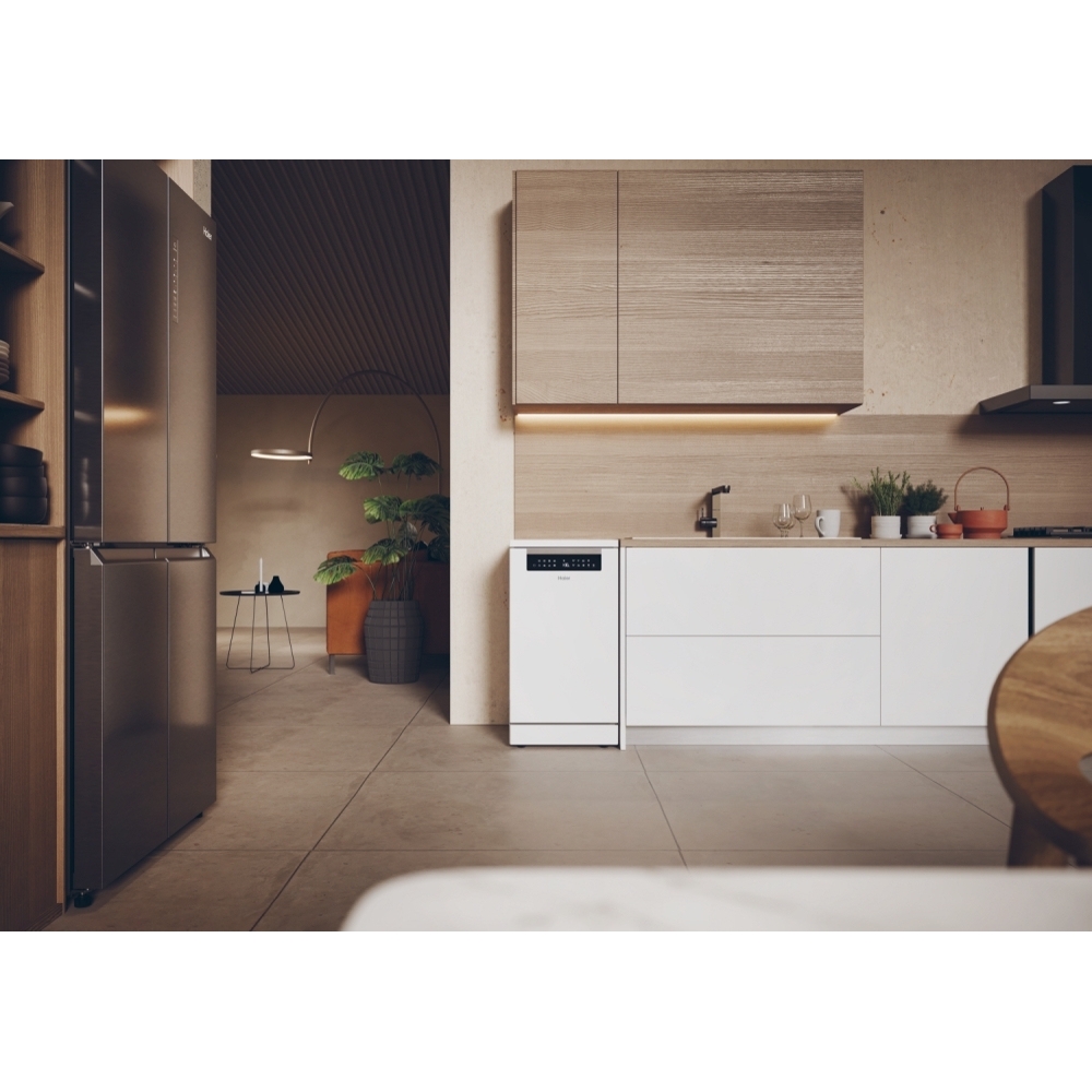 Haier XF1C3TB1FW-80 Slimline Dishwasher, 8 Place Settings, White, C Rated