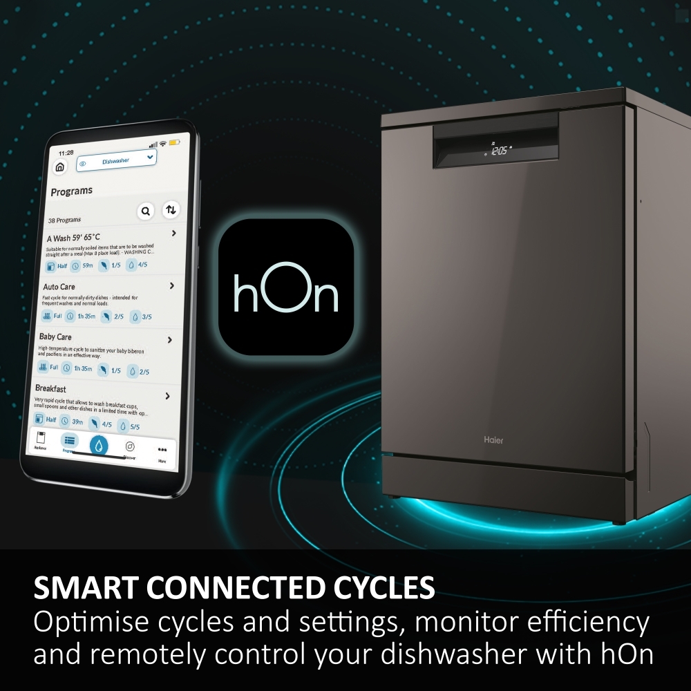 Haier XF1C3TB1FW-80 Slimline Dishwasher, 8 Place Settings, White, C Rated