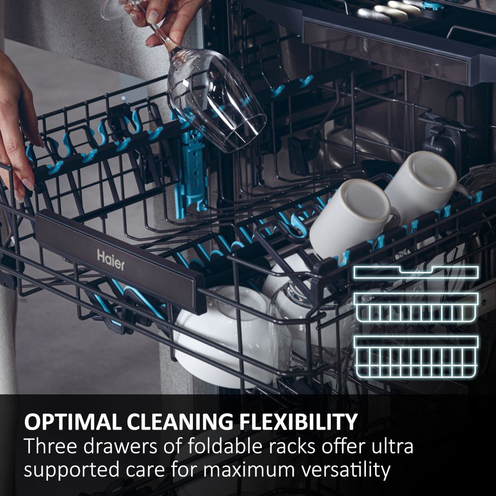 Haier XF 5C7M0W-80 Dishwasher, 15 Place Settings, White, C Rated