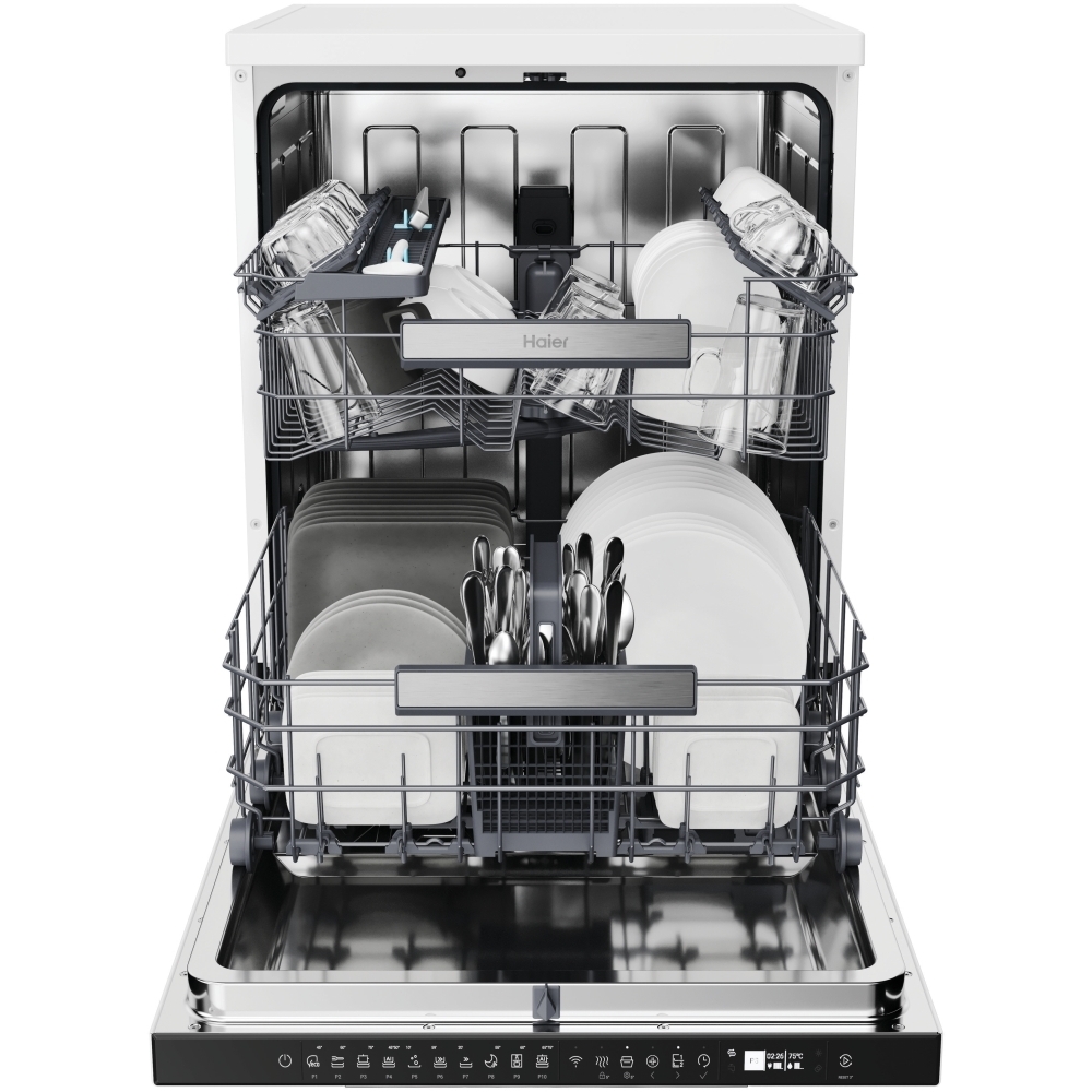 Haier XF 5C7M0W-80 Dishwasher, 15 Place Settings, White, C Rated