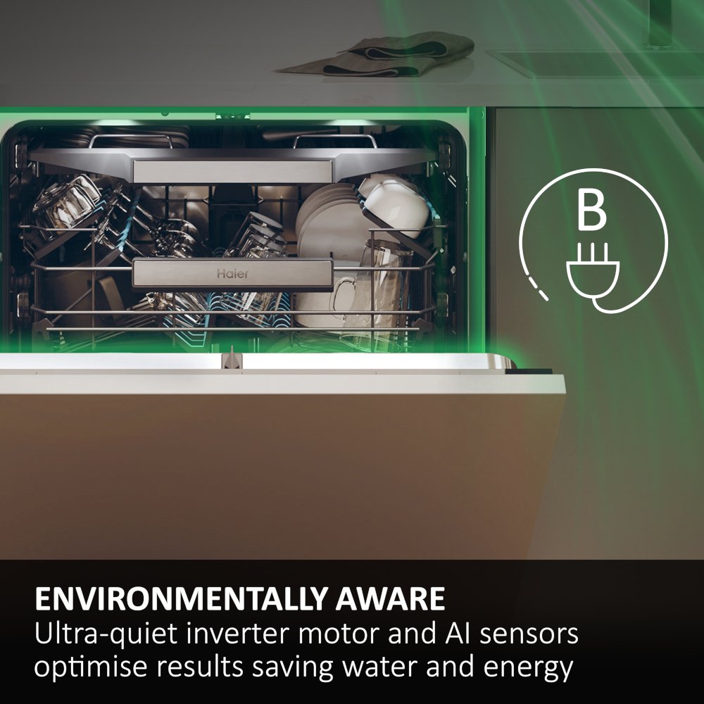 Haier XS 6B4S3FSB-80 Integrated Dishwasher, 16 Place Settings, B Rated