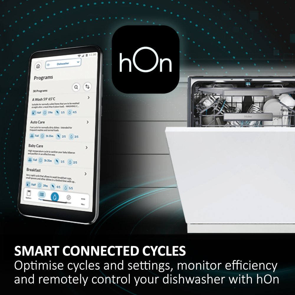 Haier XI1C3TB2FB-80 Fully Integrated Slimline Dishwasher, 8 Place Settings, C Rated