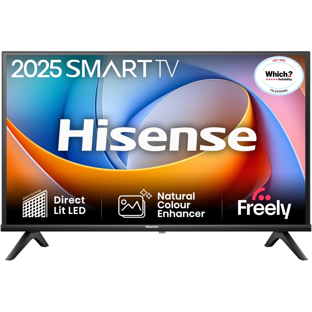 Hisense 32A4QTUK 32" DLED Smart Television, HD Ready, Black, F Rated