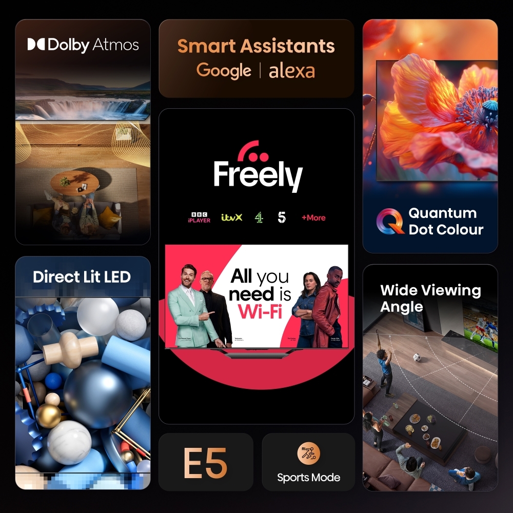 Hisense 32E5QTUK 32" QLED Smart Television, Full HD, Black, F Rated