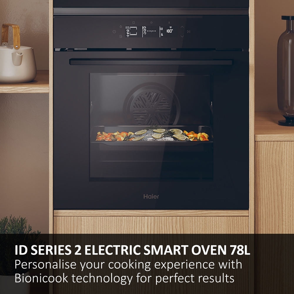 Haier H6 ID25G3YTB2 Built-In Electric Single Oven with Pyrolytic Cleaning, Black, A++ Rated