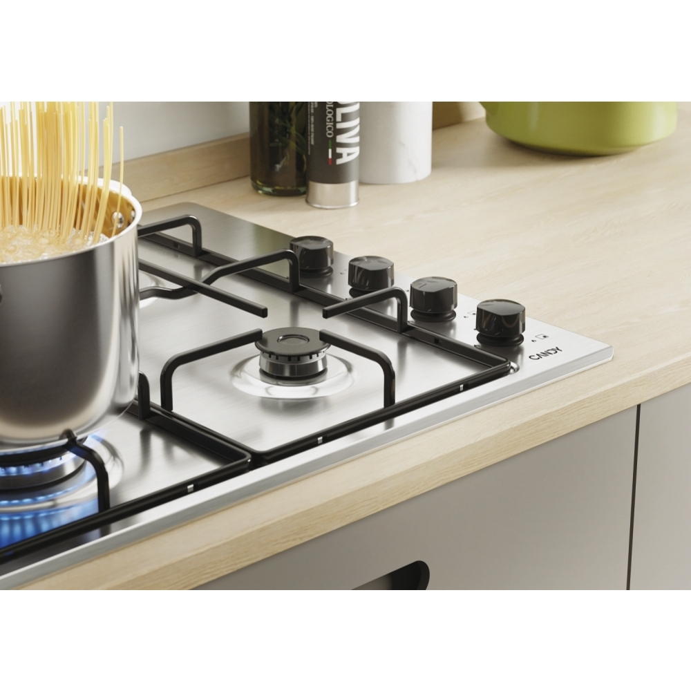 Candy CHW6LBX 60cm 4 Burner Gas Hob, Stainless Steel