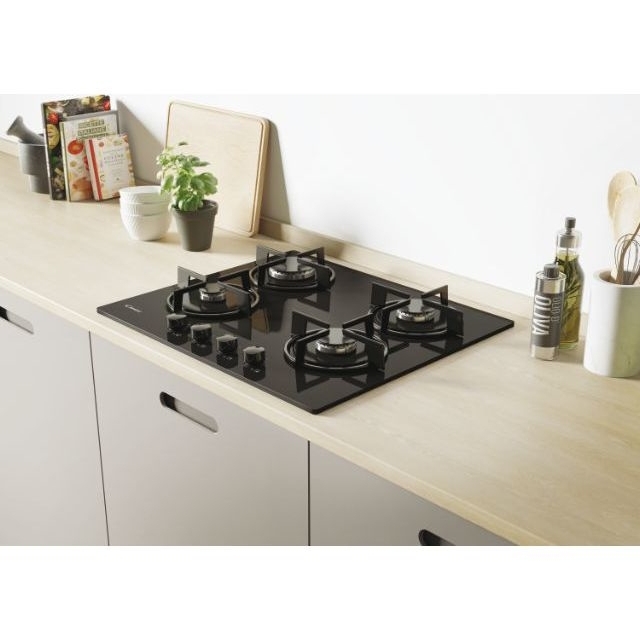 Candy CVW6BB 60cm 4 Burner Gas Hob, Black