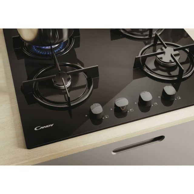 Candy CVW6BB 60cm 4 Burner Gas Hob, Black