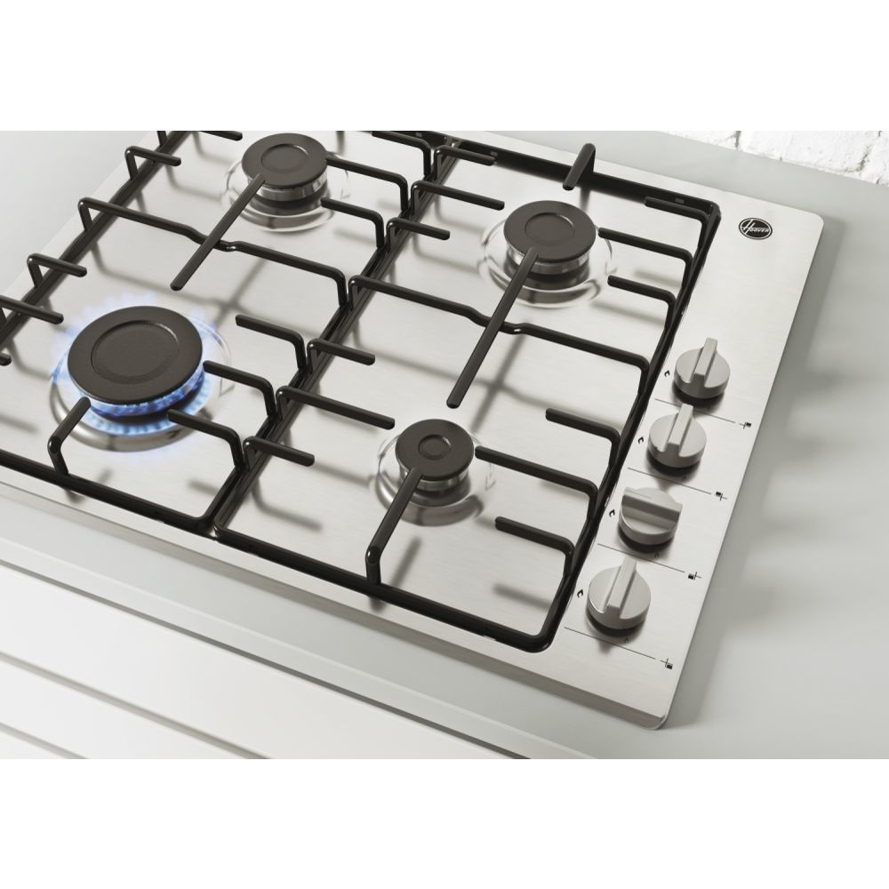 Hoover HHW6LK3X 60cm 4 Burner Gas Hob, Stainless Steel
