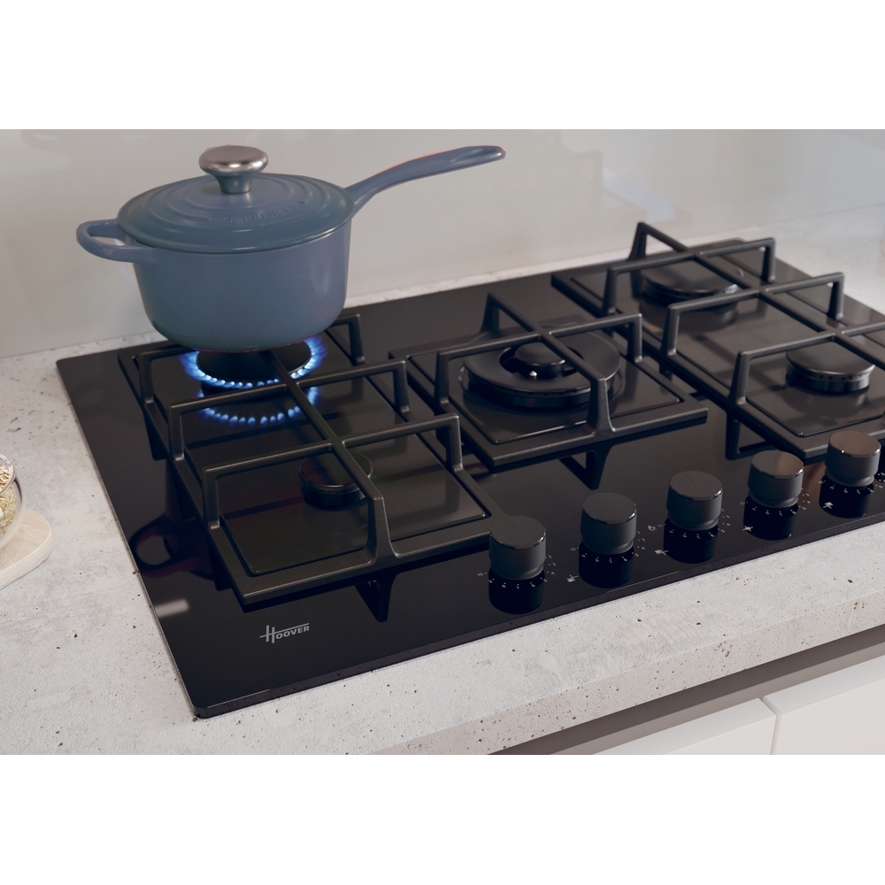Hoover HVG74WC5B 75cm 5 Burner Gas Hob, Black