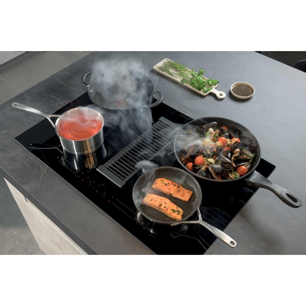 Haier HAIH82MTMCF 80cm Vented Hob, Black