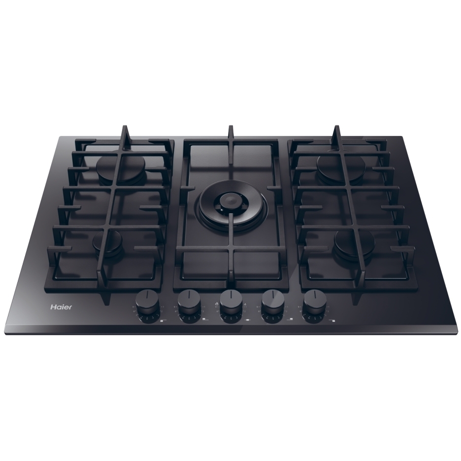 Haier HAVG75TBBP 75cm 5 Burner Gas Hob, Black