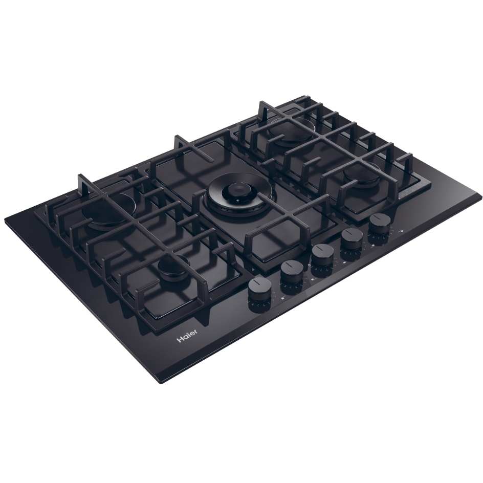 Haier HAVG75TBBP 75cm 5 Burner Gas Hob, Black