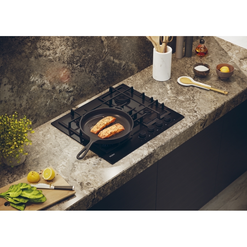 Haier HAVG6BF4TBPB 60cm 4 Burner Gas Hob, Black
