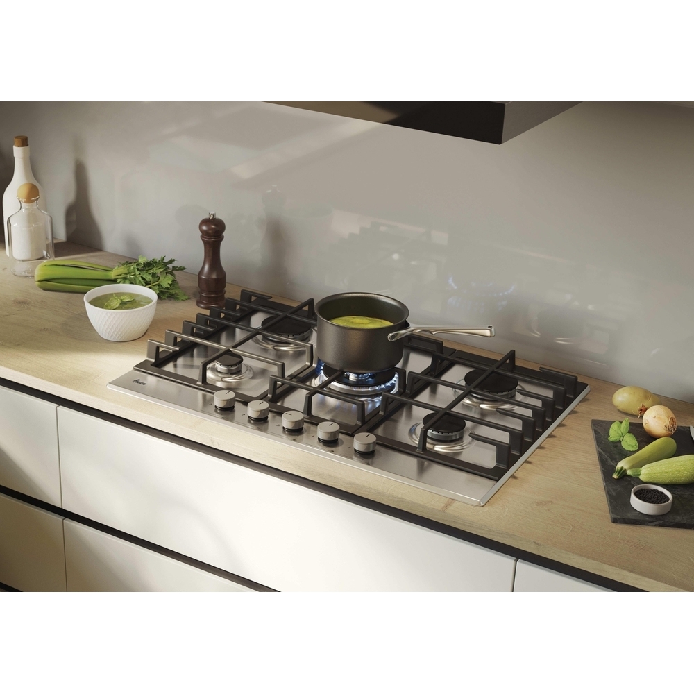 Hoover HGH75WC3X 75cm 5 Burner Gas Hob, Stainless Steel