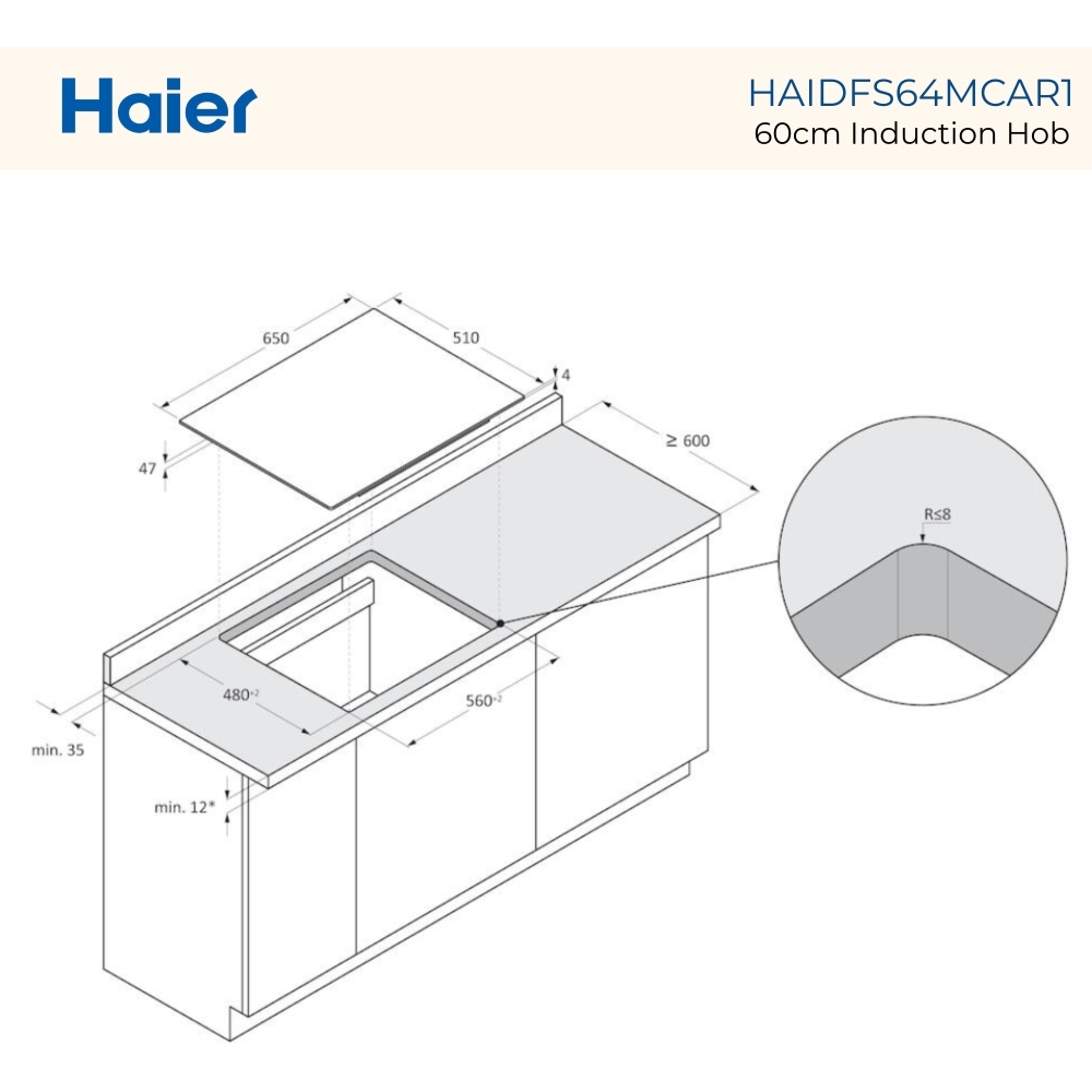 Haier HAIDFS64MCAR1 59cm Induction Hob, Black