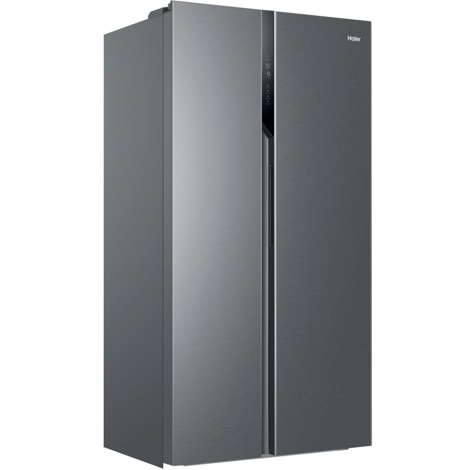 Haier HSR3918ENPG SBS 90 Series 3 American Fridge Freezer, Silver, E Rated,  Non-Plumbed