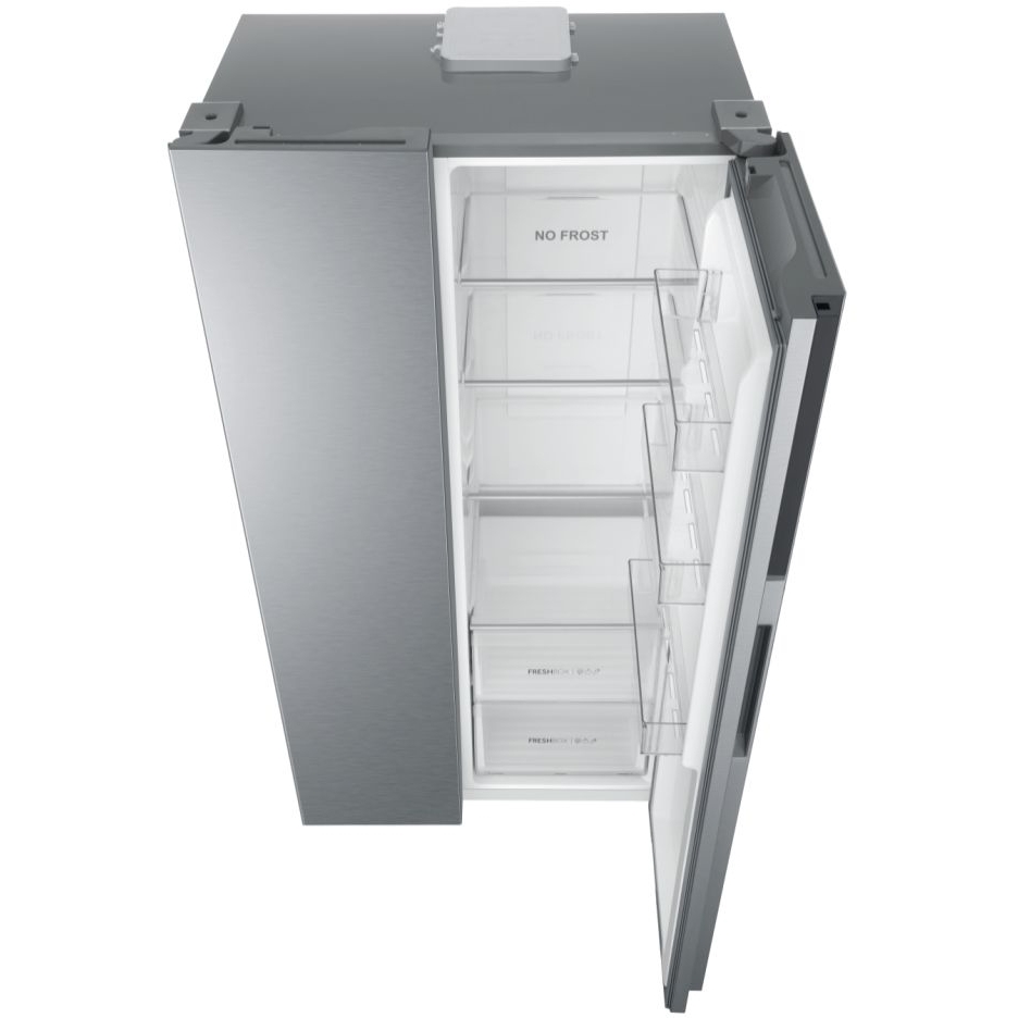Haier HSR3918ENPG SBS 90 Series 3 American Fridge Freezer, Silver, E Rated,  Non-Plumbed