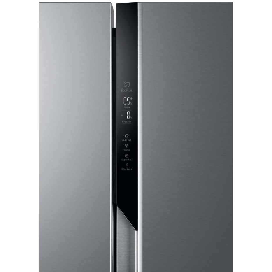Haier HSR3918ENPG SBS 90 Series 3 American Fridge Freezer, Silver, E Rated,  Non-Plumbed