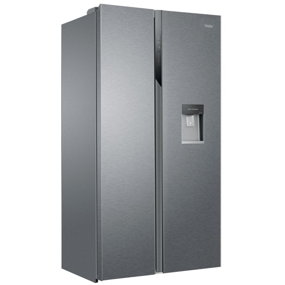 Haier SBS 90 Series 3 HSR3918EWPG American Fridge Freezer, Silver, E Rated,  Non-Plumbed