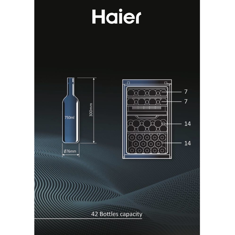 Haier HWS42GDAU1 Wine Cooler, Black, G Rated