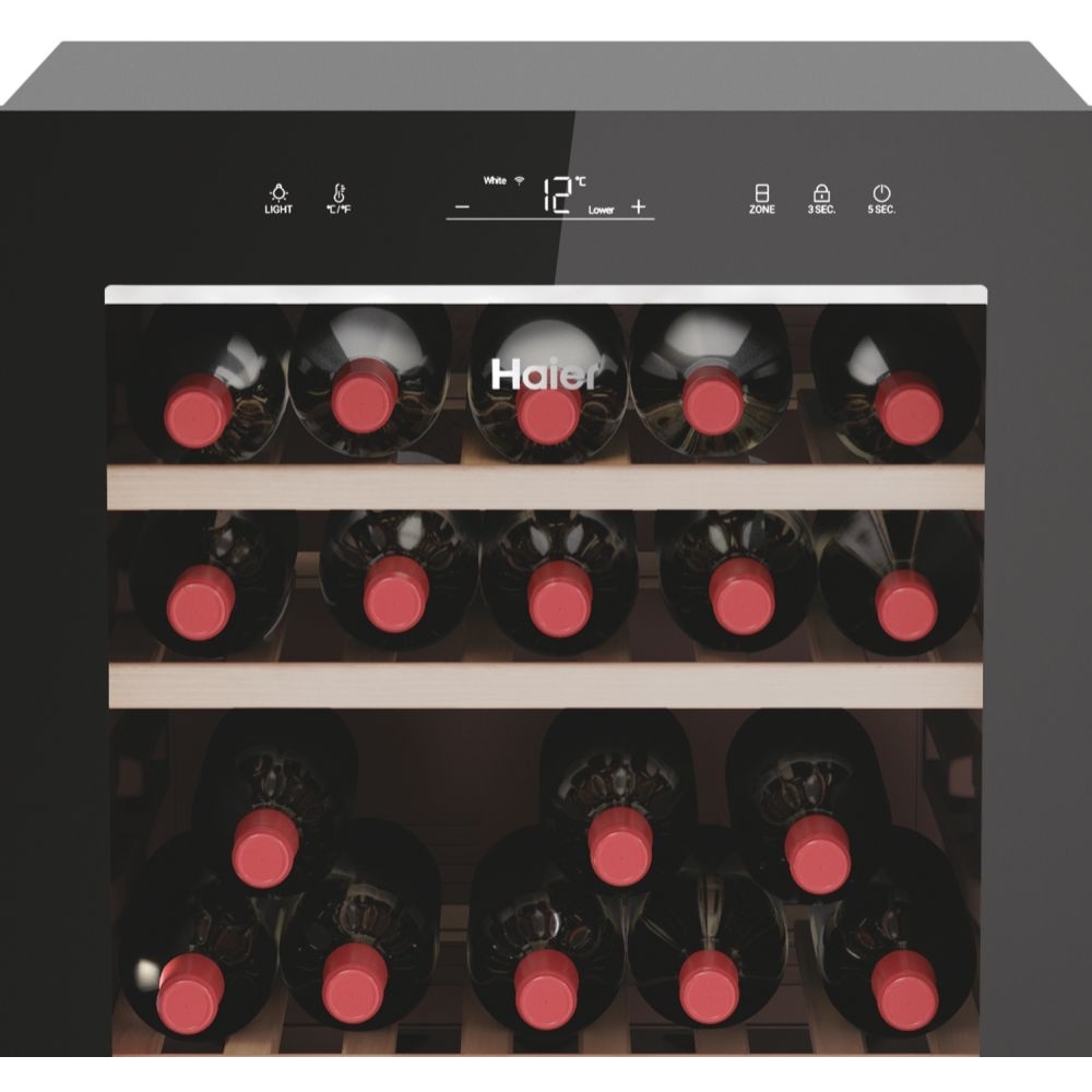 Haier HWS77GDAU1 Wine Cooler, Black, G Rated