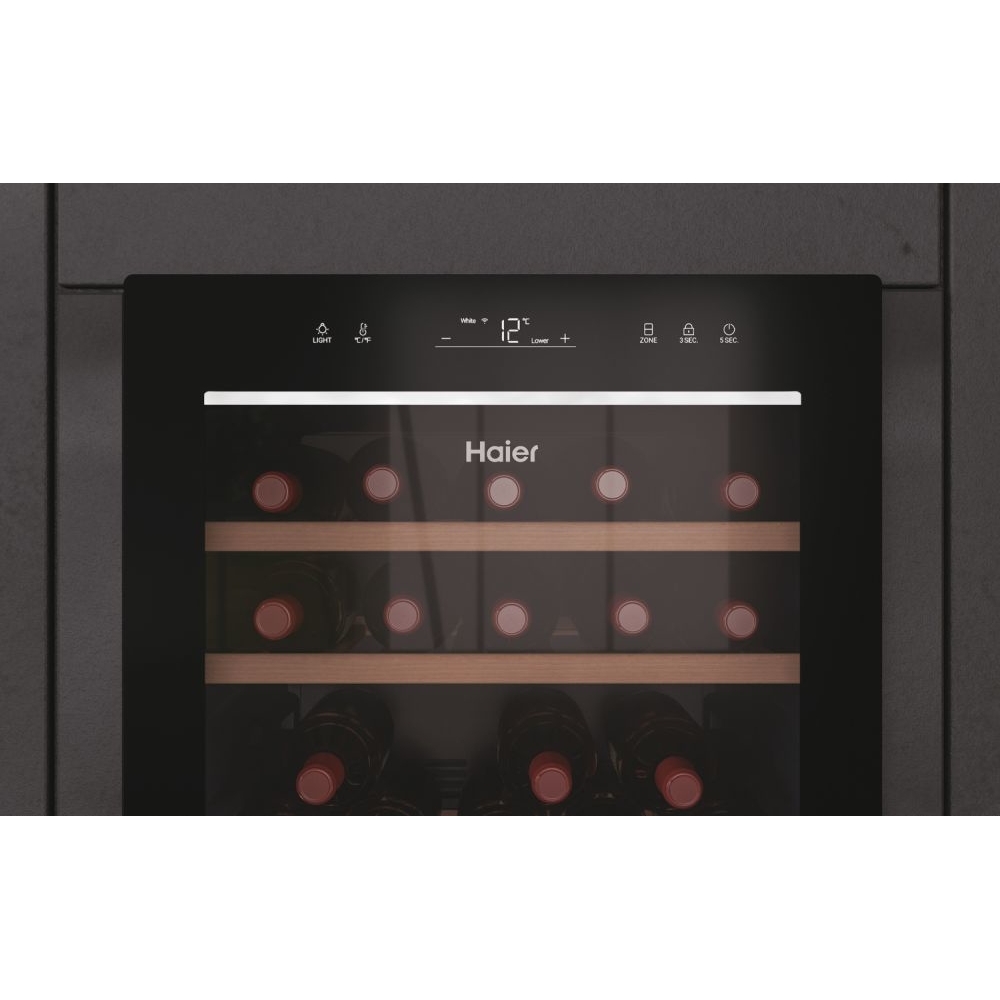 Haier HWS77GDAU1 Wine Cooler, Black, G Rated