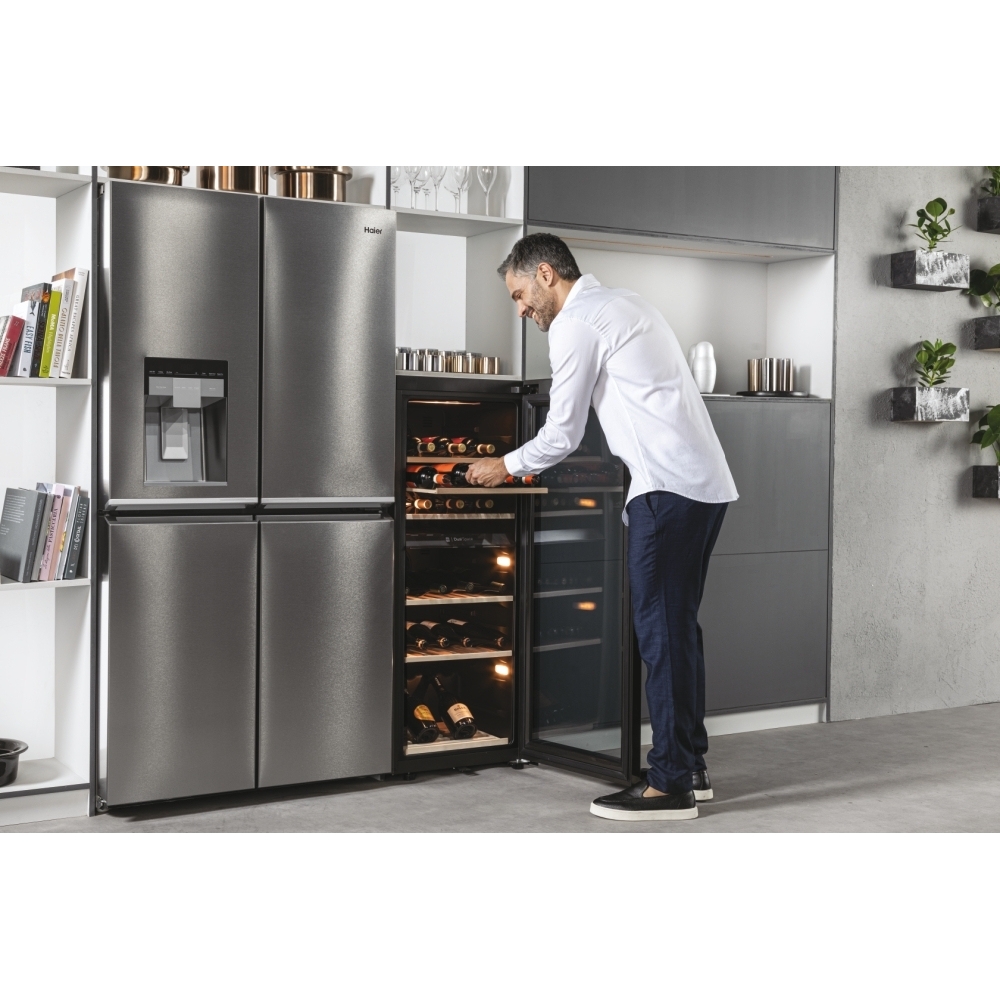 Haier HWS77GDAU1 Wine Cooler, Black, G Rated