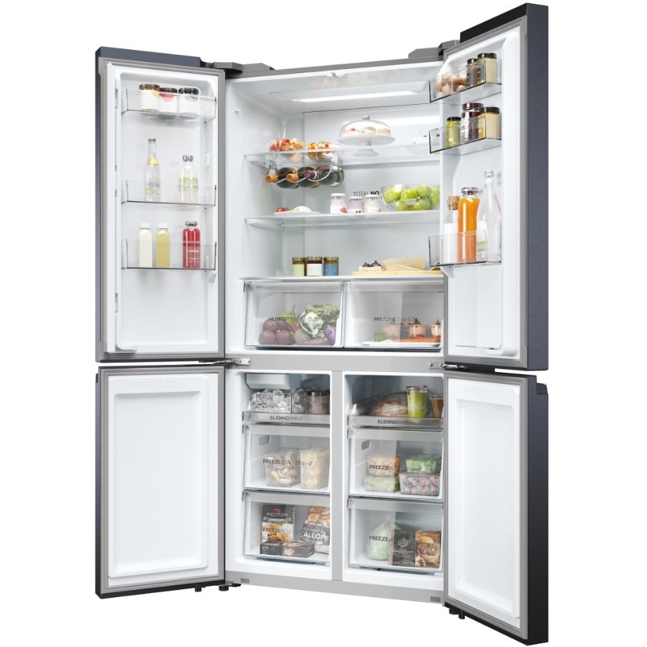 Haier HCR5919EHMB American Fridge Freezer, Black, E Rated,  Plumbed