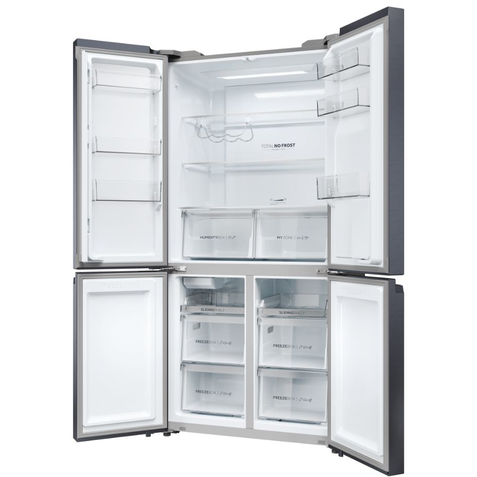 Haier HCR5919EHMB American Fridge Freezer, Black, E Rated,  Plumbed