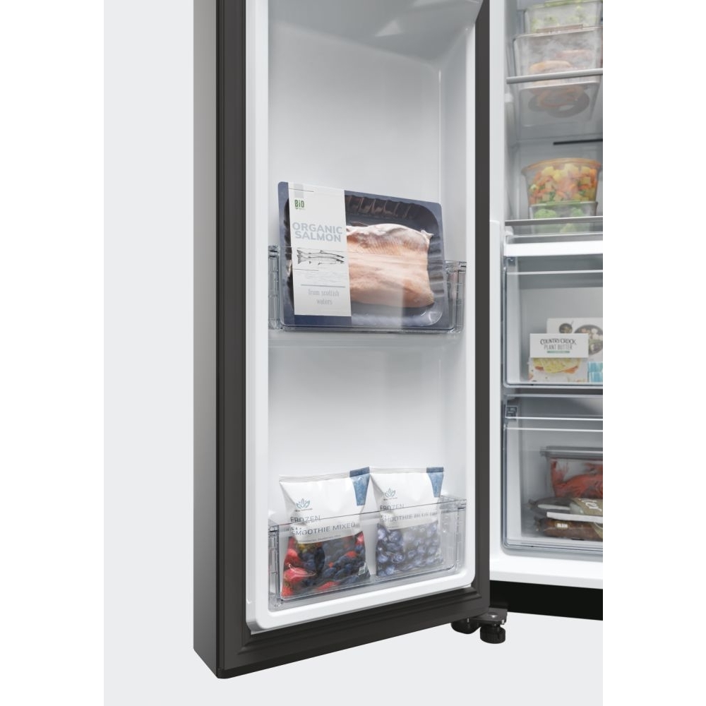 Haier HSW59F18EIPT American Fridge Freezer, Slate Black,  Plumbed, E Rated