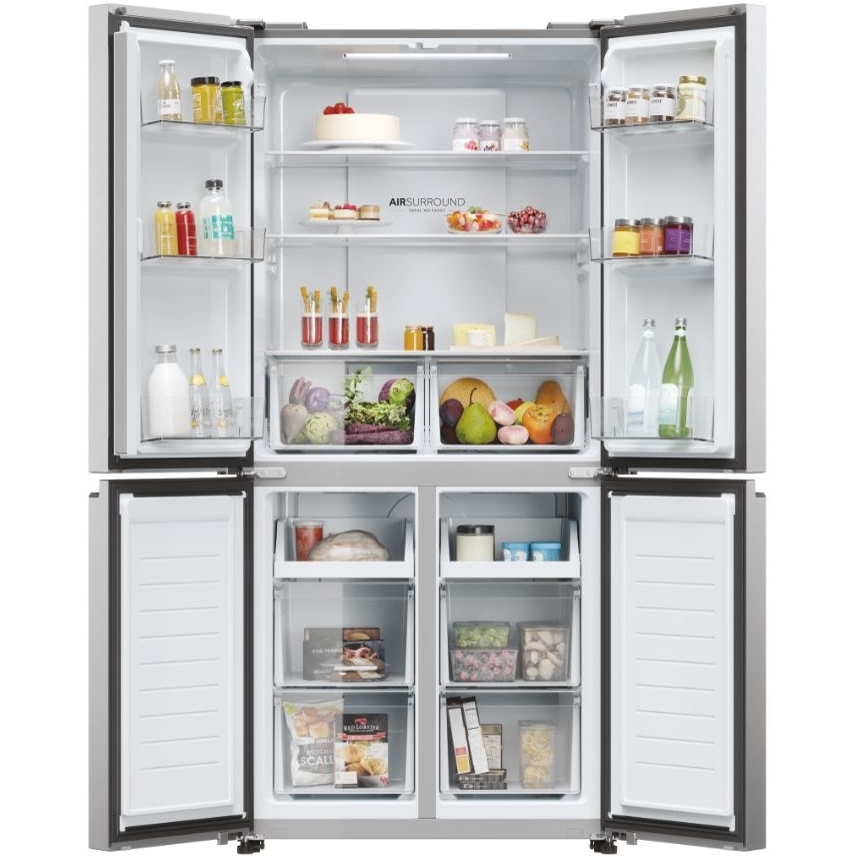 Haier HCR3818ENMM American Fridge Freezer,  Non-Plumbed, Stainless Steel, E Rated