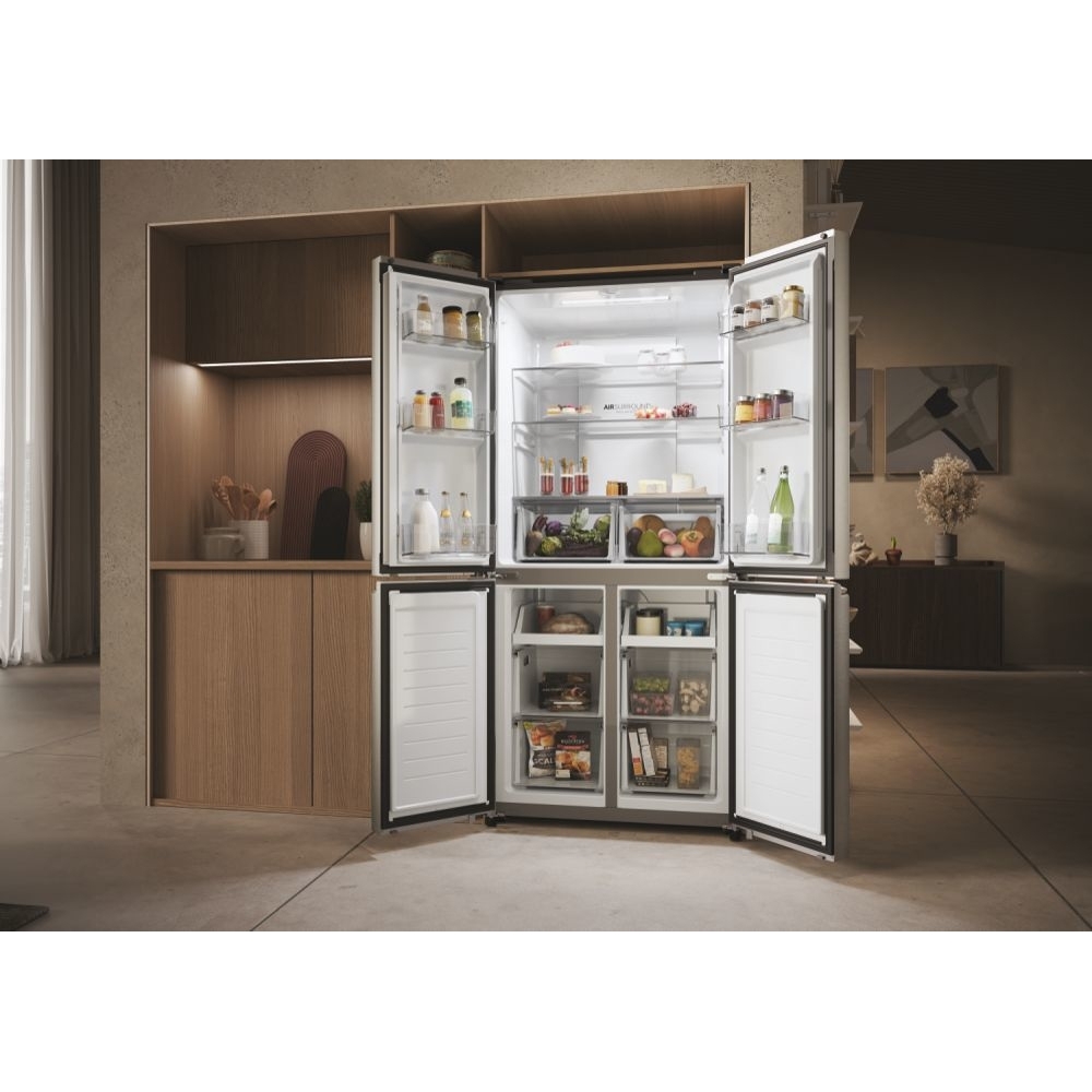 Haier HCR3818ENMM American Fridge Freezer,  Non-Plumbed, Stainless Steel, E Rated