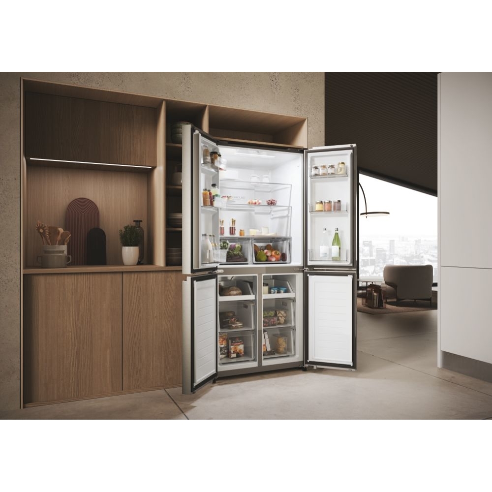 Haier HCR3818ENMM American Fridge Freezer,  Non-Plumbed, Stainless Steel, E Rated