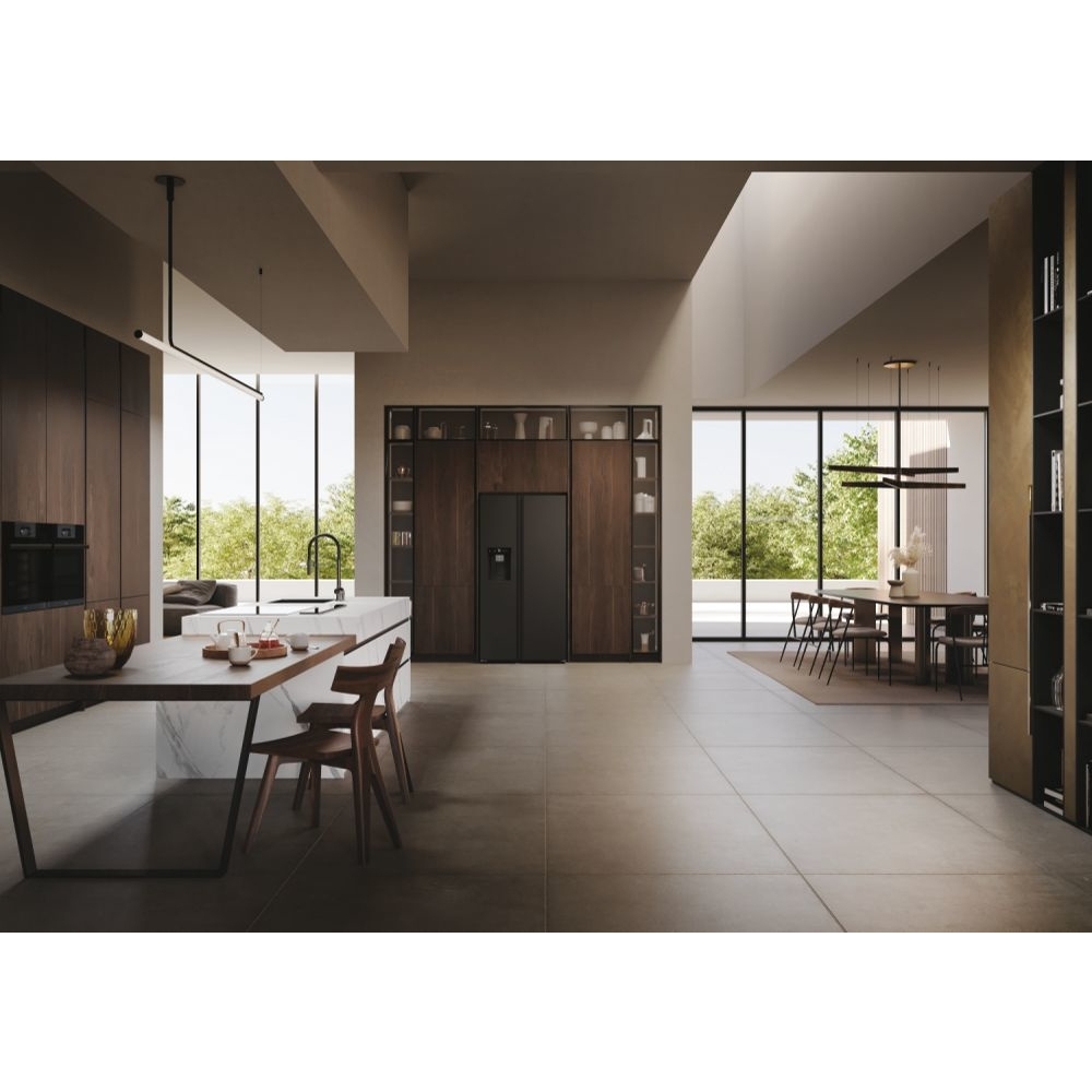 Haier HSW79F18DIPT American Fridge Freezer,  Plumbed, Black, D Rated