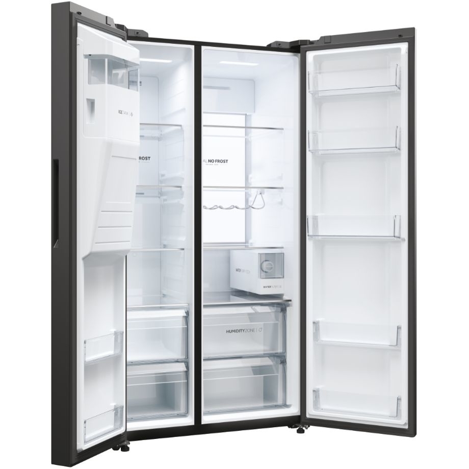 Haier HSW79F18DIPT American Fridge Freezer,  Plumbed, Black, D Rated