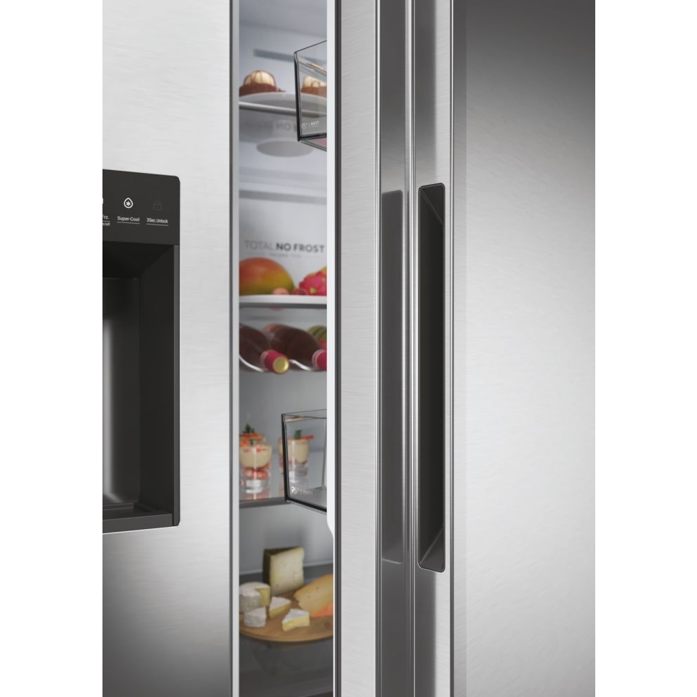 Haier HSW59F18DIMM American Fridge Freezer,  Plumbed, Stainless Steel, D Rated