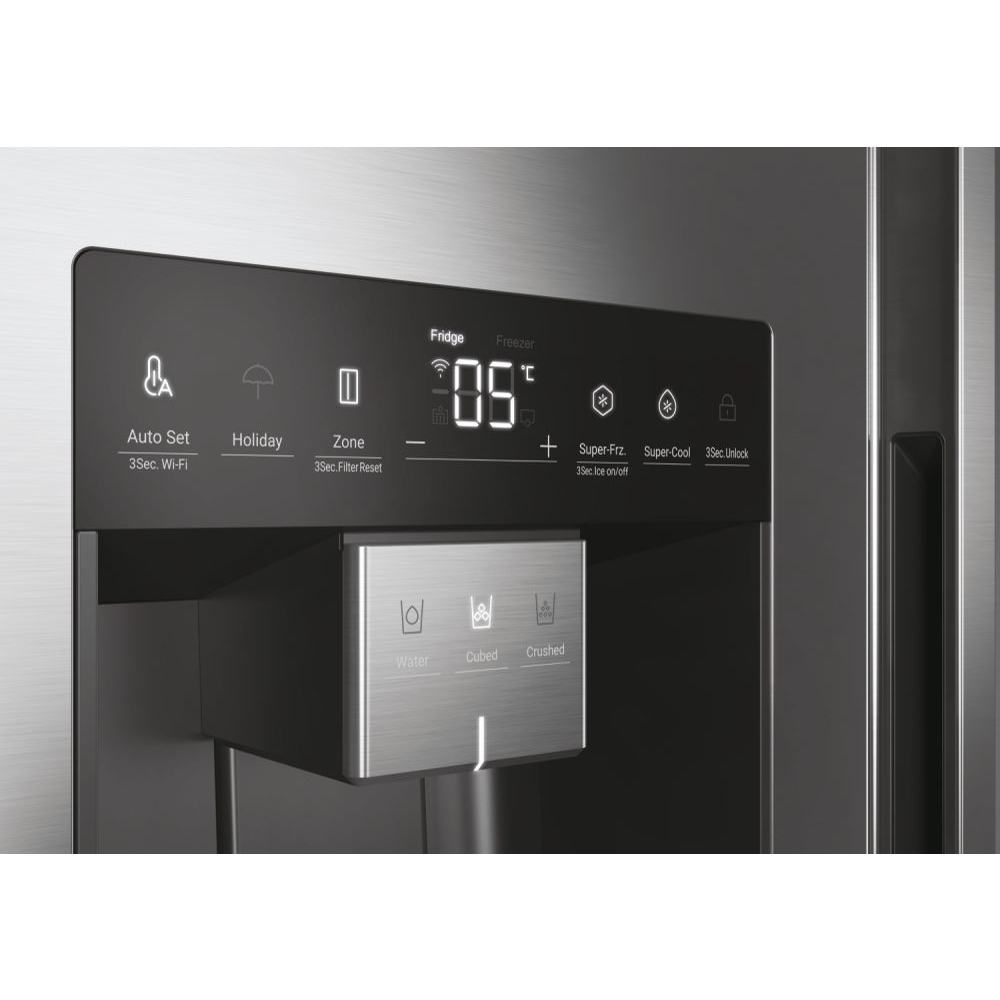 Haier HSW59F18DIMM American Fridge Freezer,  Plumbed, Stainless Steel, D Rated