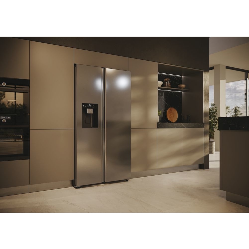 Haier HSW59F18DIMM American Fridge Freezer,  Plumbed, Stainless Steel, D Rated